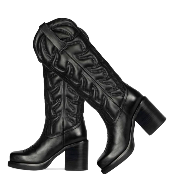 Shoes - Square Toe, Cushioned, Platform, Back Cowboy Boots Size 8 New